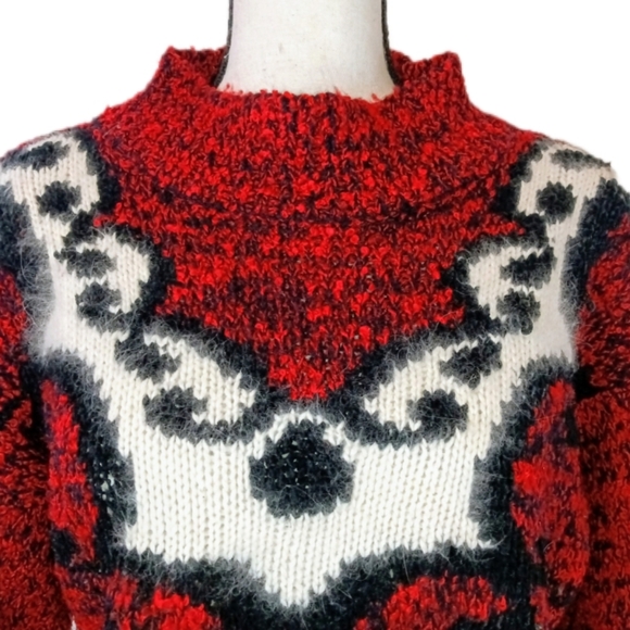 Vintage 80s Spice of Life Womens Cherry Red  Chunky Fuzzy Knitted Sweater Size L - Picture 3 of 11